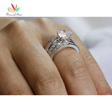 Impressive 2 Carat Round Cut 3-Pcs Z Diamond Ring Set - Rings Universe