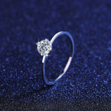 Elegant 1ct Round Silver Moissanite Diamonds Ring - Rings Universe