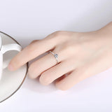 Elegant 1ct Round Silver Moissanite Diamonds Ring - Rings Universe