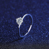 Elegant 1ct Round Silver Moissanite Diamonds Ring - Rings Universe