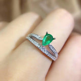 Luxury Tear Shaped Emerald Fashion Silver Ring - ringsuniverse