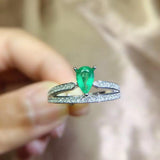 Luxury Tear Shaped Emerald Fashion Silver Ring - ringsuniverse