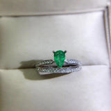 Luxury Tear Shaped Emerald Fashion Silver Ring - ringsuniverse