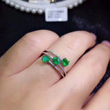 Fine Jewelry Sterling Silver Natural Emerald Ring - ringsuniverse