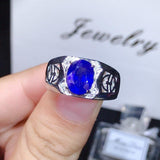 New 2021 3 Carat Natural Sapphire Men's ring - Rings Universe