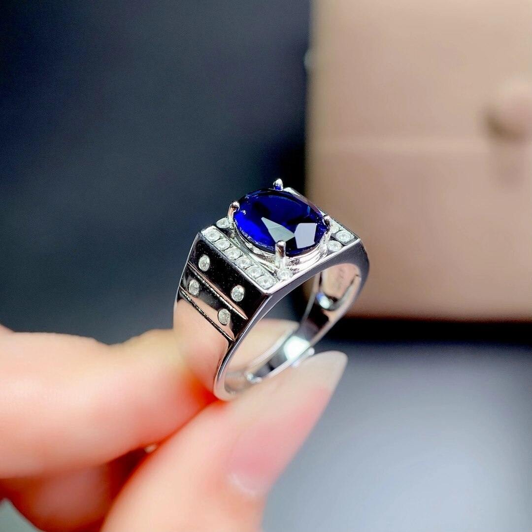 Hun Collection Dark Blue Flat Agate Silver Men Ring | Boutique Ottoman  Exclusive
