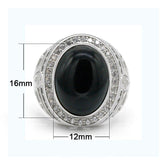 Black Agate Clear Zircon Classic Silver Ring - Rings Universe