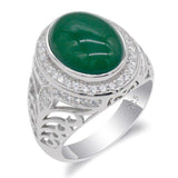 Black Agate Clear Zircon Classic Silver Ring - Rings Universe