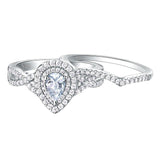 Dazzling 2 Pcs 1.7Ct Pear Shape Sona Diamond Ring Sets - Rings Universe