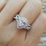 Dazzling 2 Pcs 1.7Ct Pear Shape Sona Diamond Ring Sets - Rings Universe