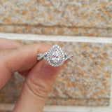 Dazzling 2 Pcs 1.7Ct Pear Shape Sona Diamond Ring Sets - Rings Universe