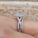 Dazzling 2 Pcs 1.7Ct Pear Shape Sona Diamond Ring Sets - Rings Universe