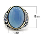 New Authentic Silver Antique Blue Zircon Blue Agate Ring - Rings Universe