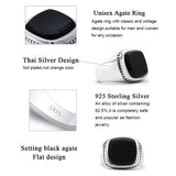 Silver Square Agate Aqeeq Black Signet Ring - Rings Universe