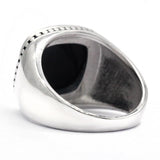 Silver Square Agate Aqeeq Black Signet Ring - Rings Universe