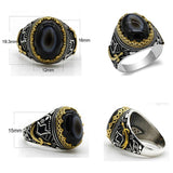 Natural Agate Evil Eyes Gemstone Sword Ring - Rings Universe
