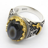 Natural Agate Evil Eyes Gemstone Sword Ring - Rings Universe