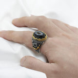 Natural Agate Evil Eyes Gemstone Sword Ring - Rings Universe
