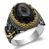 Natural Agate Evil Eyes Gemstone Sword Ring - Rings Universe