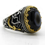 Natural Agate Evil Eyes Gemstone Sword Ring - Rings Universe
