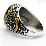 Natural Agate Evil Eyes Gemstone Sword Ring - Rings Universe