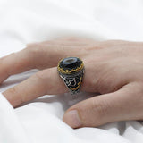Natural Agate Evil Eyes Gemstone Sword Ring - Rings Universe