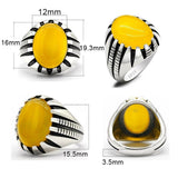 Silver Paw Design Natural Gemstone Yellow Agate Stone Ring - Rings Universe