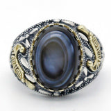 Hot sale Silver Eyes Agate Stone Black Spinel Ring - Rings Universe