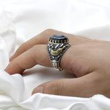 Hot sale Silver Eyes Agate Stone Black Spinel Ring - Rings Universe