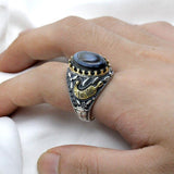 Hot sale Silver Eyes Agate Stone Black Spinel Ring - Rings Universe