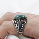 Silver Water Drop Design Natural Phoenix & Black CZ Ring - Rings Universe