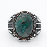 Silver Water Drop Design Natural Phoenix & Black CZ Ring - Rings Universe