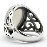 New White Agate Gemstone Silver Ring - Rings Universe