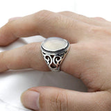 New White Agate Gemstone Silver Ring - Rings Universe