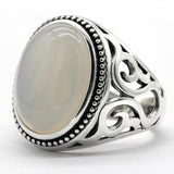 New White Agate Gemstone Silver Ring - Rings Universe