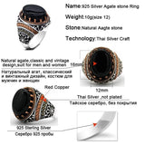Natural Agate SIlver Vintage Classic Aqeeq Ring - Rings Universe