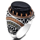 Natural Agate SIlver Vintage Classic Aqeeq Ring - Rings Universe