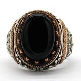 Natural Agate SIlver Vintage Classic Aqeeq Ring - Rings Universe