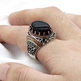 Natural Agate SIlver Vintage Classic Aqeeq Ring - Rings Universe