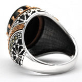 Natural Agate SIlver Vintage Classic Aqeeq Ring - Rings Universe