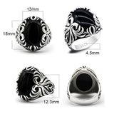 Black Agate Silver Vintage Carved Ring - Rings Universe