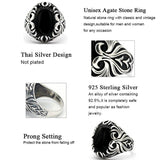 Black Agate Silver Vintage Carved Ring - Rings Universe