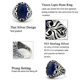 Silver Vintage Carved Lapis Lazuli Men's Ring - Rings Universe
