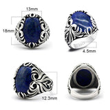 Silver Vintage Carved Lapis Lazuli Men's Ring - Rings Universe