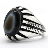 Natural Agate Evil Eye Gemstone Aqeeq Ring - Rings Universe