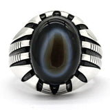 Natural Agate Evil Eye Gemstone Aqeeq Ring - Rings Universe