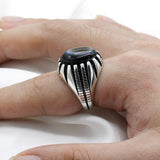 Natural Agate Evil Eye Gemstone Aqeeq Ring - Rings Universe