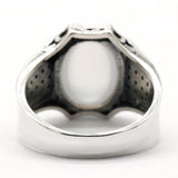 Natural White Agate and Spinel Silver Ring - Rings Universe