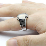 Natural White Agate and Spinel Silver Ring - Rings Universe