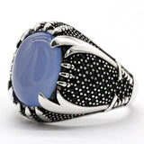 Silver Natural Agate Black CZ Crystals Sword Ring - Rings Universe